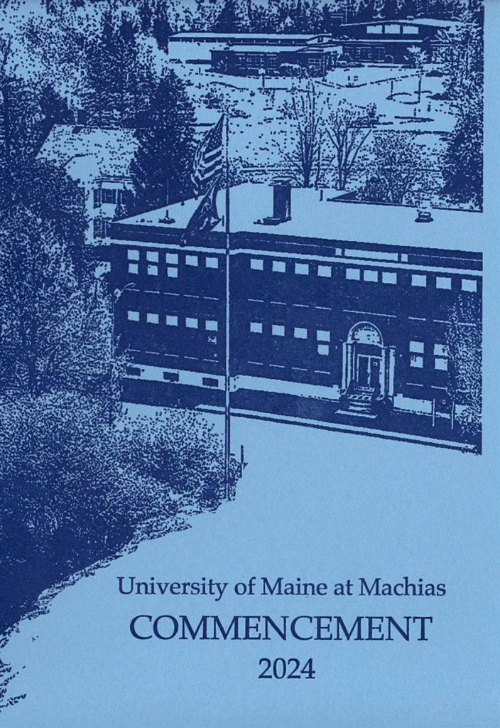 The cover of UMaine Machias' 2024 commencement program.